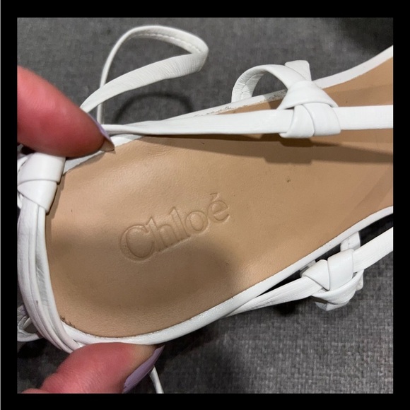 CHLOE Rebecca Sandals White Leather EU 39 Wedge Strappy Boho Silver Metallic New - Picture 11 of 12